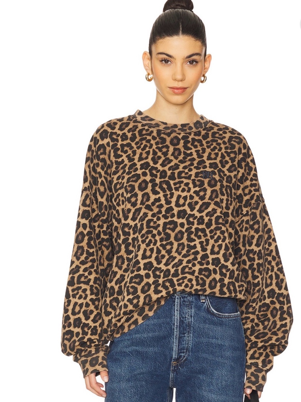 Anine Bing Leopard Print Crewneck Sweatshirt - new without tags